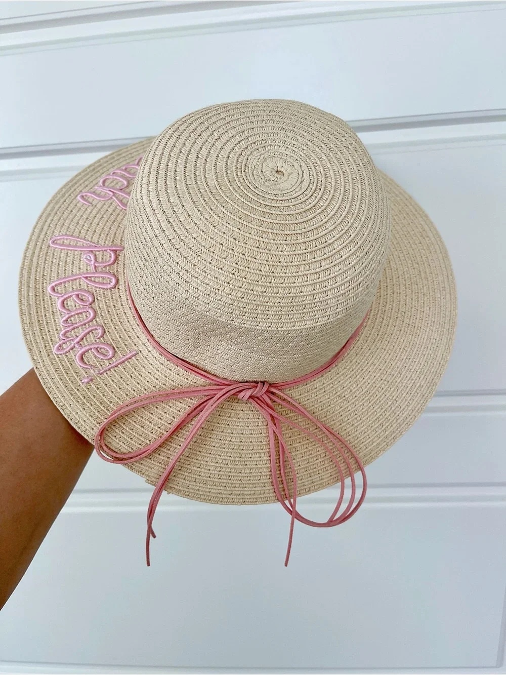 Kids Straw Sun Hat with Pink Floral Bow